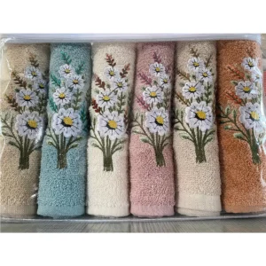 Daisy Flosh Nakışlı 6 lı El Yüz Havlu Takımı